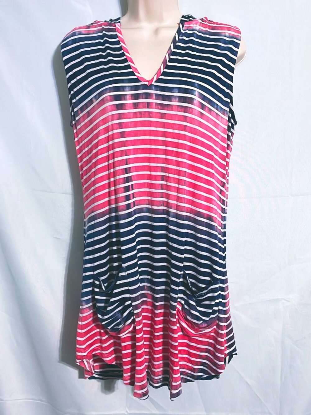 Sandiva Cute Striped Hooded Tunic Size M